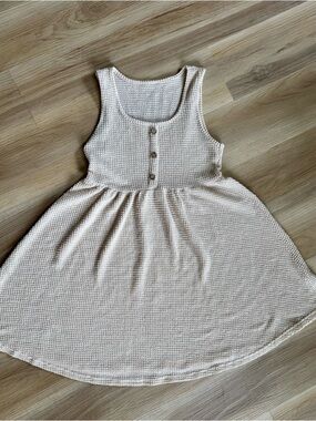 Womans Cream Textured Button Front Dress | Cottagecore Vintage Style | Size M